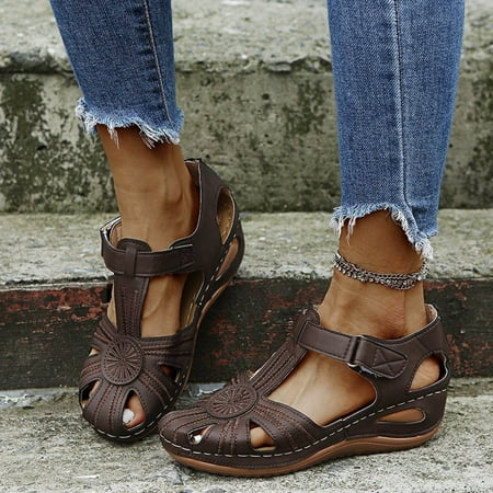 

Babysbule Sandals for Women Fashion Women s Slide Hollow Out Comfy Sandals Slope Heeled Beach Casual Shoes