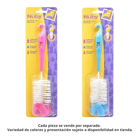 Escobillón para biberones Núby 2 en 1 varios modelos 1 Pieza