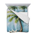 thumbnail image 7 of Coastal Beach Tree Twin XL Size Down Alternative Comforter,Lightweight Comforter Quilt Bedding Set with Pillow Shams Ocean Tropical Palm Starfish Blue Green Bed Comforter Duvet Insert 68"x98", 7 of 7