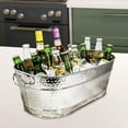 thumbnail image 1 of Cubo de hielo ovalado galvanizado para bebidas con asa para fiestas, cubos de metal para bebidas, cubos de cerveza para cócteles, cerveza, vino, hotel, 1 of 8