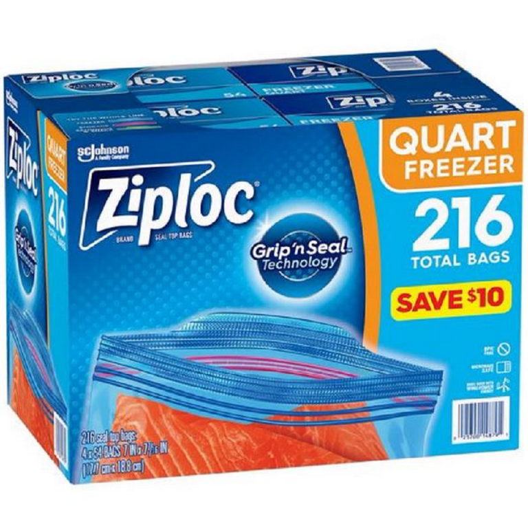 Ziploc Easy Open Tabs Freezer Quart Bags (216 Ct.) - Walmart.com