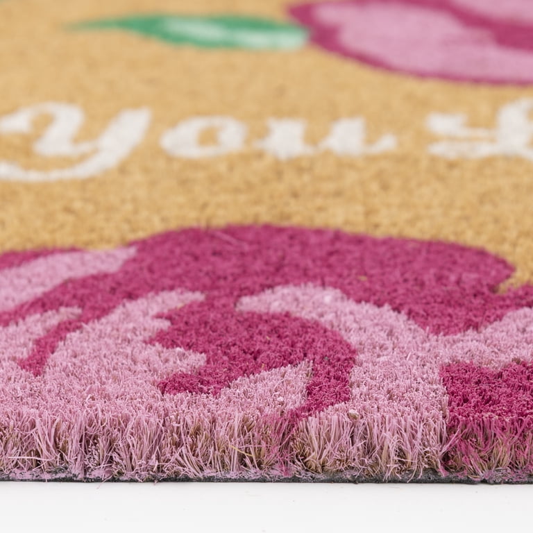 Mainstays Pink Floral Outdoor Doormat, 18" x 30" photo 4