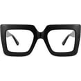 thumbnail image 1 of Fashionable and heavy oversized square glasses for women (bright black frames), 1 of 4