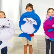 Happy Nappers: Pillow & Sleepy Sack: Medium - Blue Shark - 54 x 20, 2-In-1: Plush Animal Opens Into Sleeping Bag, Soft Play & Nap Character, Kids 3+