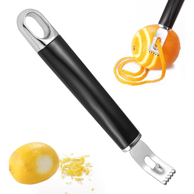 Cuchillo de canal, pelador de limón 2 en 1, pelador de limón de acero inoxidable, herramienta de barra para decorar cócteles, herramienta para cáscara de limón y cítricos para cocina, bar y restaurant