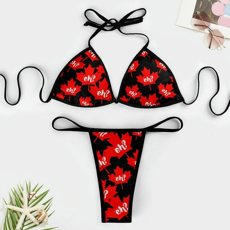 Eh Canada Maple Women s Bikini Sets 2 Piece Swimsuit Sexy Bathing Suit Halter Triangle Swimwear Walmart