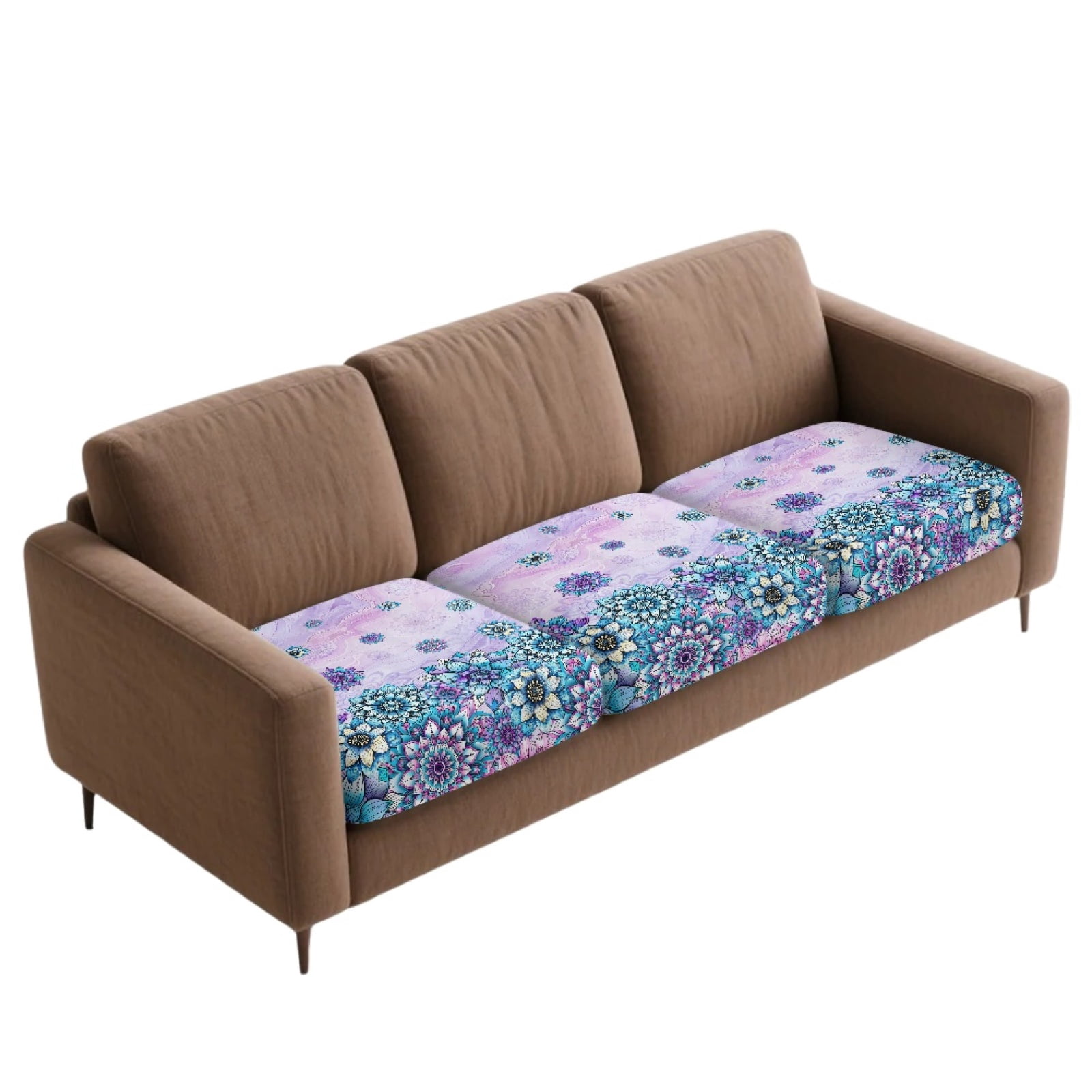 Xoenoiee Boho Mandala Marble Print 3 Pieces Couch Cushion Covers Stretch Sofa Covers Washable Couch Covers Non-Slip Individual Seat Cushion Slipcovers