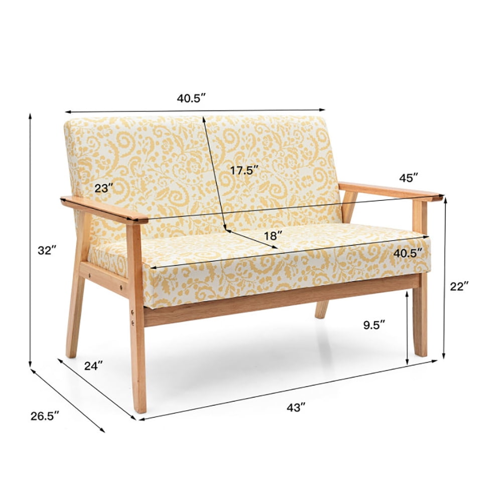 Finihen Loveseat Sofa, 2 Seater Cushioned Couch for Small Spaces, Modern Fabric Loveseat Sofa Couch Upholstered 2-Seat Armchair, for Living Room, Bedroom, 2 seat, Yellow Finihen Loveseat Sofa, 2 Seater Cushioned Couch for Small Spaces, Modern Fabric Loveseat Sofa Couch Upholstered 2-Seat Armchair, for Living Room, Bedroom, 2 seat, Yellow