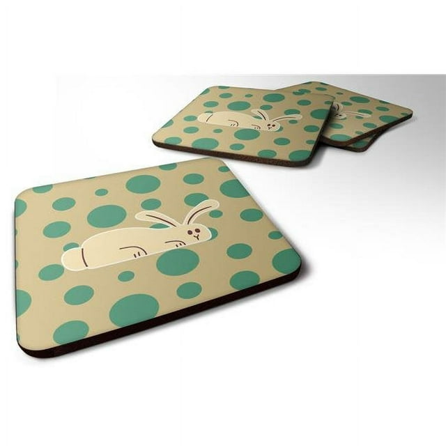Carolines Treasures BB7083FC Rabbit on Polkadots Foam Coasters - Set of 4