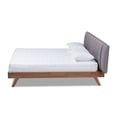 thumbnail image 3 of Baxton Studio Brita Mid-Century Modern Grey Fabric Upholstered Walnut Finished Wood King Size Bed, 3 of 9