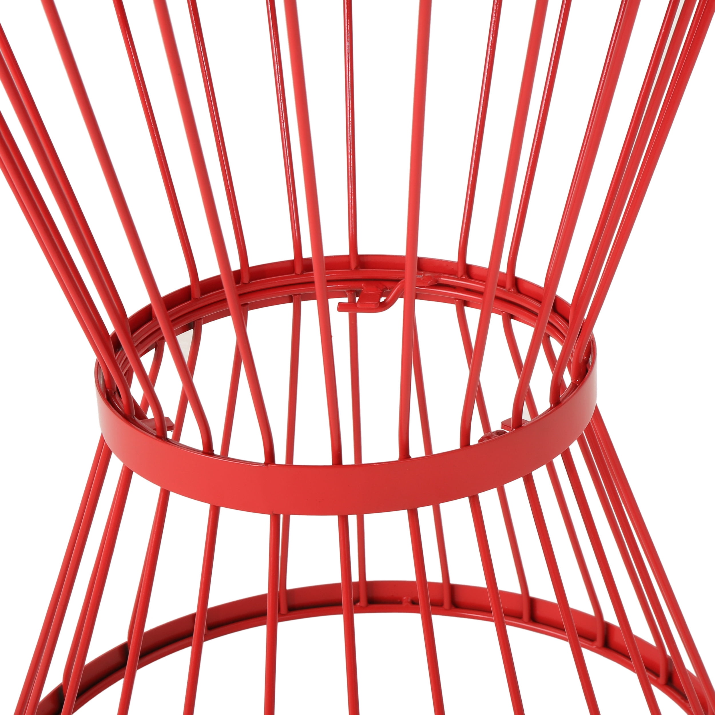 Hourglass Side Table, 16 Inch Stainless Steel Open Cage Design End Table for Patio Balcony, Rust