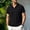 Black, variant on Men's Waffle Knit Quarter-Zip Collared Shirt, Rolled Cuff Sleeves, Casual Comfortable Top for Men Green M