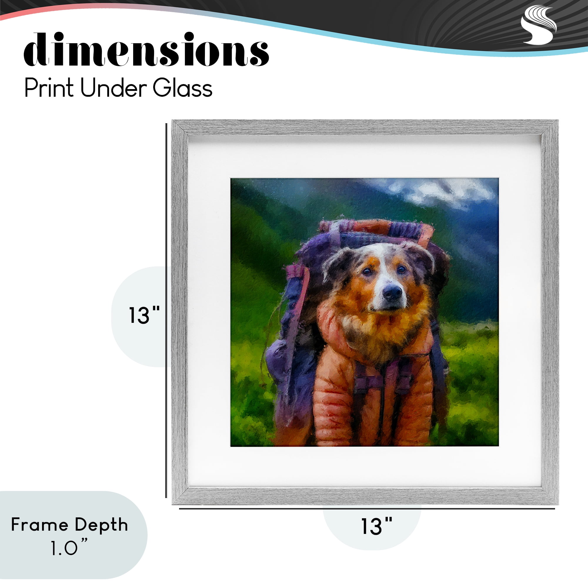 Stupell Industries Backpacking Hiker Dog Gray Framed Print Under Glass, design by Sean Parnell