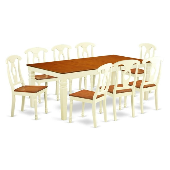 East West Furniture Logan 9 Piece Keyhole Dining Table Set