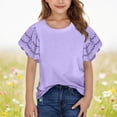 thumbnail image 2 of CYRBOKO Girls T Shirts, Casual Comfy Cut-out sleeves Breathable Summer Tops Purple Size 12-13 T, 2 of 8