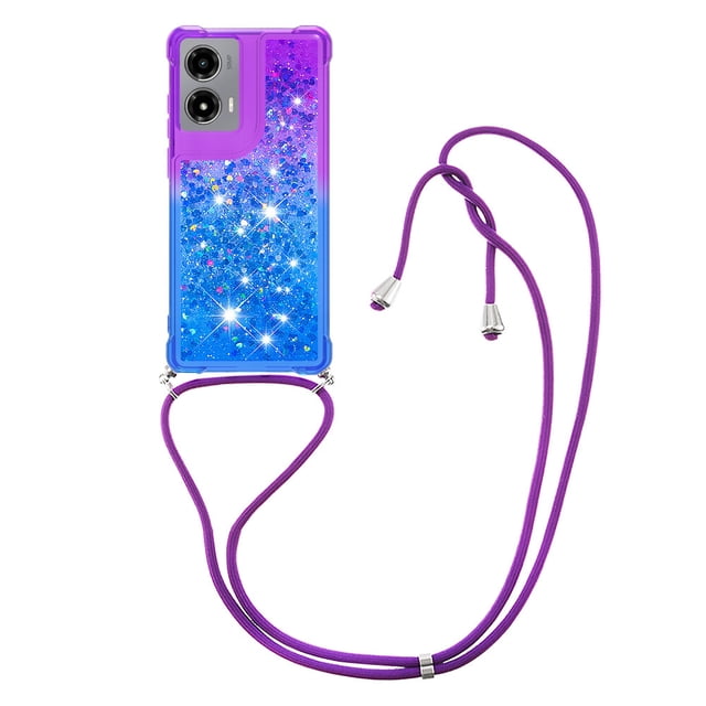 Funda para Motorola MOTO G Stylus 5G 2024 Brillantina Líquida Divertida Reluciente y con Cristales en Movimiento Cuerpo Cruzado con Cordón Ajustable