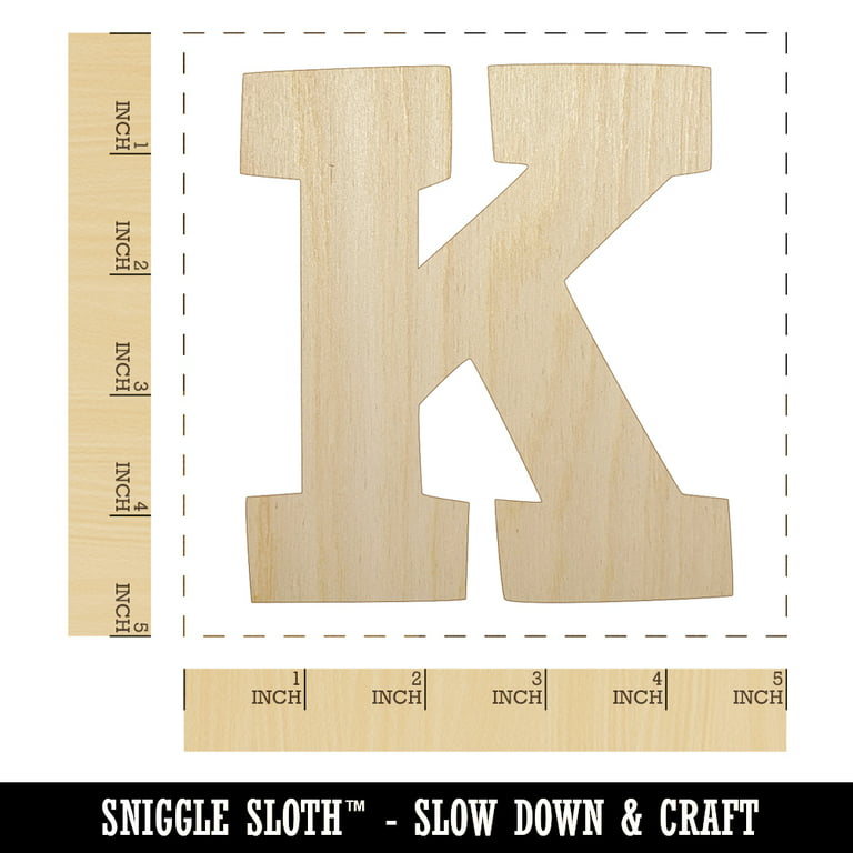 Wooden Letters 2 Inch Tall Small Monogram K Craft, Unfinished Vine
