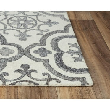 Alora Decor Neo 7'6"x9'6" Scroll Ivory/Gray Hand-Tufted Area Rug