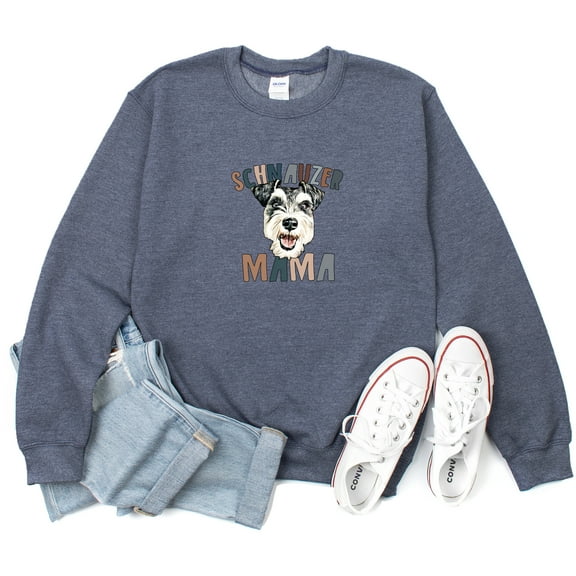 Schnauzer Dog Mama Sweatshirt Cute Women Holiday Gifts Season Long Sleeve Graphic Shirts Pullover Tops
