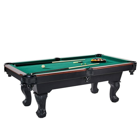 Lancaster 90 Inch Full Size Green Pool Table w/ Leather Pockets, Cues, and (Best One Piece House Pool Cues)