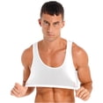 thumbnail image 2 of Doomiva Men Bodybuilding Tank Top Gym Workout Muscle Half Crop Top Vest Fitness Shirt Sports Blouse White M, 2 of 7