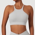 thumbnail image 4 of Sujetador deportivo de secado rápido con cuello halter ahueca hacia fuera cómodo suave sujetador de entrenamiento de alto impacto para mujer gris 14 XL, 4 of 8