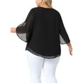 thumbnail image 4 of DARING DIVA Women's Plus Petal Sleeve Chiffon Flowy Blouse 4X Black, 4 of 6