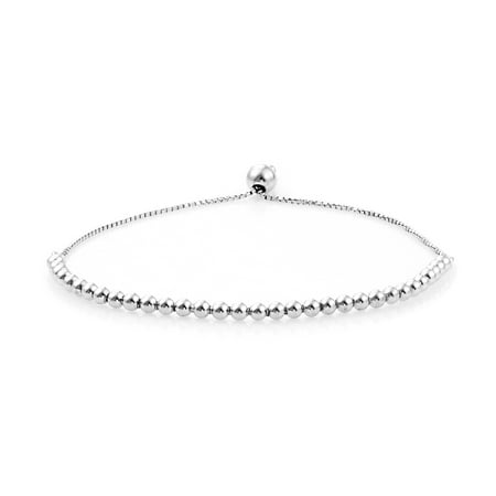 Childs Sterling Silver Cuff Bracelet - 925 Sterling Silver Bead Bolo Cuff Bangle Bracelet Wedding Engagement Jewelry for Women Adjustable