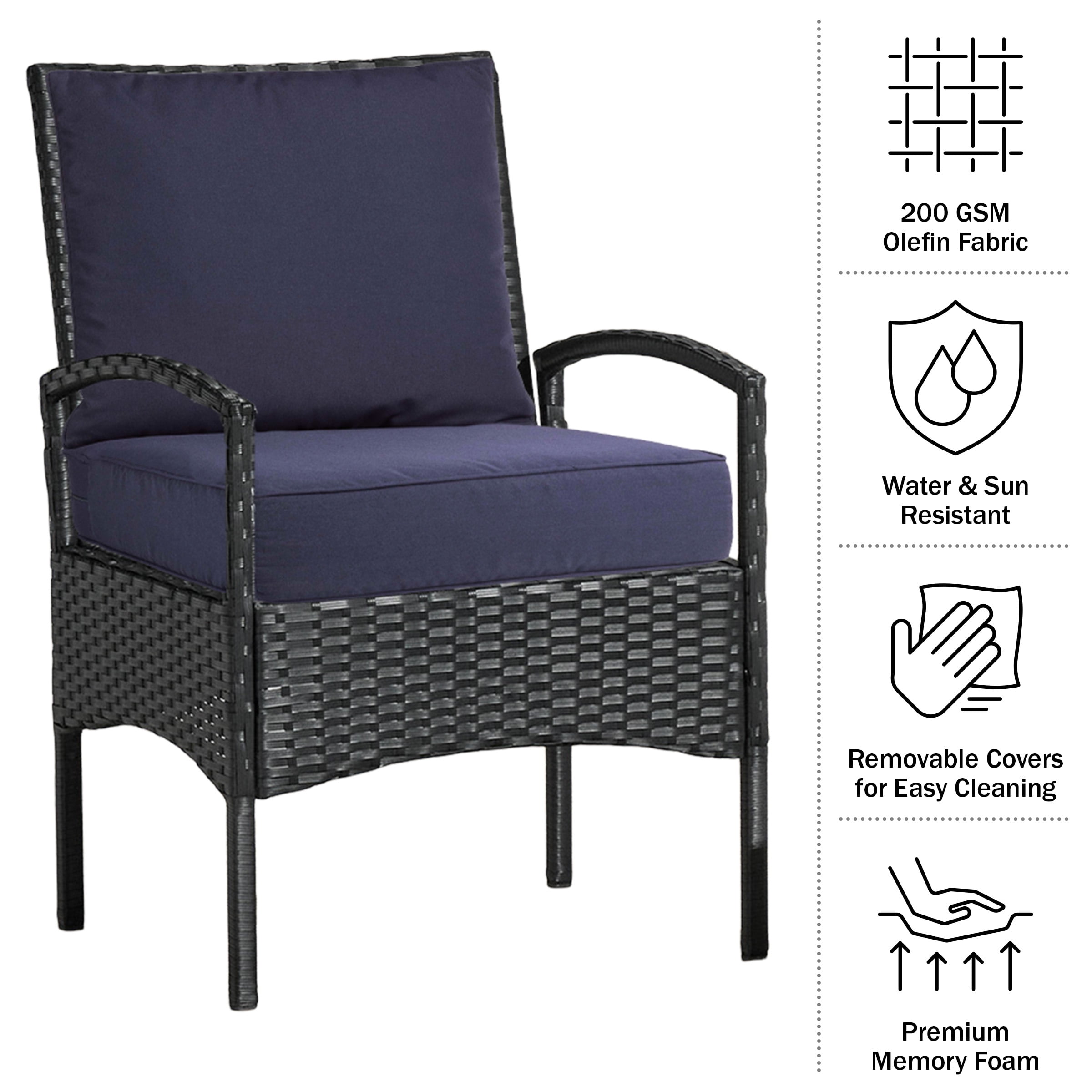 Lavish Home 24x24 Outdoor Patio Chair Cushion with Sun and Water-Resistant Removable Cover (Navy)