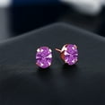 thumbnail image 3 of Gem Stone King 18K Rose Gold Plated Silver Fancy Purple Zirconia Stud Earrings for Women Men | 2.42 Cttw | Gemstone Birthstone | Oval 8X6MM, 3 of 4