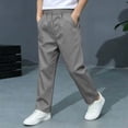 thumbnail image 5 of LEKWK Boys Uniform Pants Chino Pants Pull-On Elastic Waist Straight Leg Trousers with Pockets Kids Twill Pants 5-15Y Back to School Clothes, 5 of 9