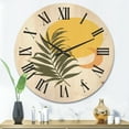 thumbnail image 2 of Designart 'Abstract Moon and Yellow Sun With Tropical Leaf I' Modern Wood Wall Clock, 2 of 5