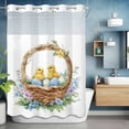 thumbnail image 6 of Easter Basket Chicken No Hooks Shower Curtain with Snap-in Liner Watercolor Cartoon Chicken Blue Egg Spring Purple Flower Shower Curtains for Bathroom, Waterproof, Easy Install, Washable 60"x72", 6 of 9