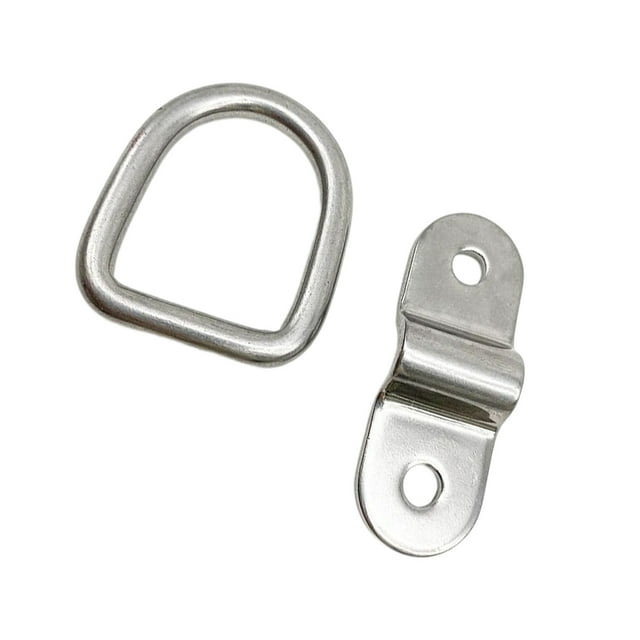 QualitChoice D Ring Tie Downs Heavy Duty Corrosion Resistance Lashing Rings Easy Installation Cargo Hook Trucks Vehicles Garages Silver 1Set