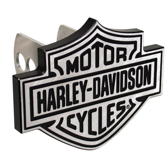 Plasticolor Trailer Hitch Cover 002238 Hitch Plugs; Fits 2 Inch Receiver; Harley-Davidson Logo; Black/Chrome Plated; Metal