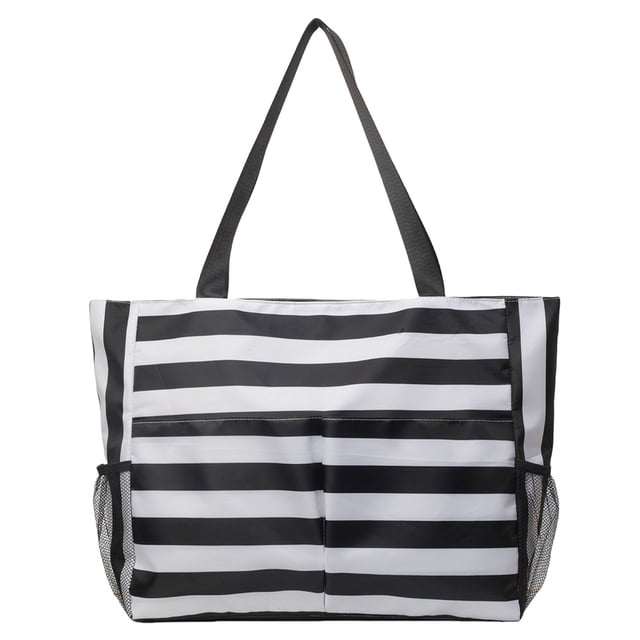 Bolso Mano Color en Bolsos A Rayas para Mujer Informal Con Múltiples Bolsillos