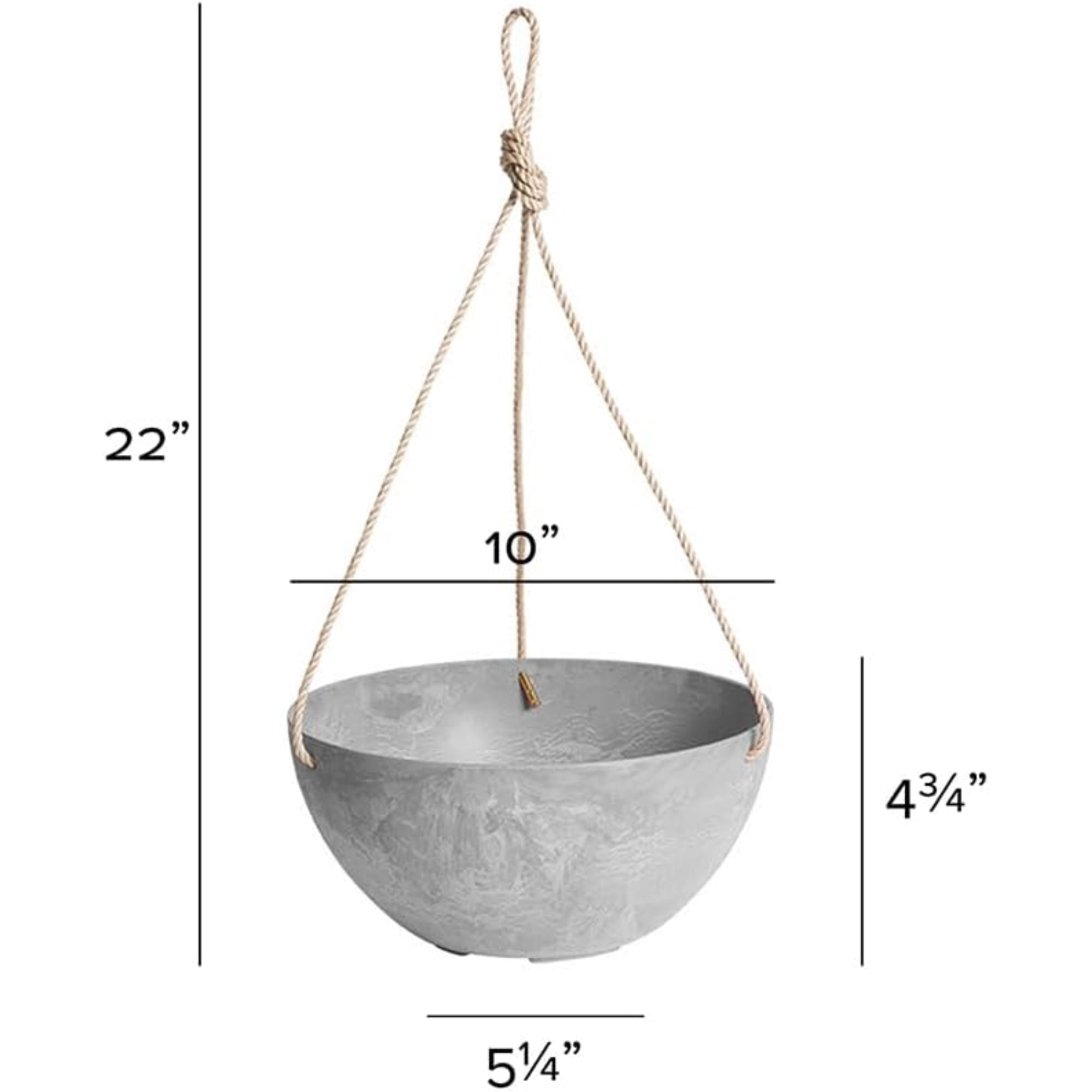 Root & Vessel Napa Hanging Bowl Planter, Gray, 10"
