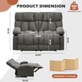 thumbnail image 3 of JONPONY Loveseat Recliner, Reclining Sofa with Cup-Holders, 2-Seater Couch for Living Room, Love Seat Manual Oversized Recliner with Ergonomic,Grey, 3 of 13
