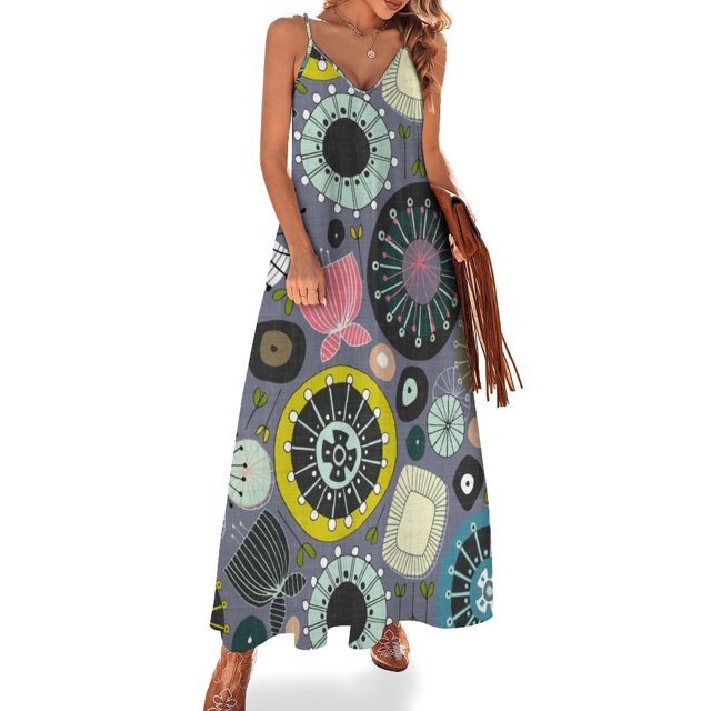 Vestido sin mangas de amatista con nuevas flores para mujer 2024 Ropa de mujer Vestido de noche para mujer Vestido de manga larga