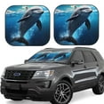 thumbnail image 1 of Balery Ice Blue Ocean Cute Dolphin Parasol para parabrisas de coche de 2 piezas | Parasol plegable para parabrisas delantero de coche para la mayoría de sedanes-Large, 1 of 6