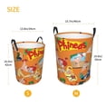 thumbnail image 5 of Phineas And Ferb Laundry Basket Circular Laundry Hamper Dirty Clothes Storage Bucket Toy Organizer With Handles For Bedroom Bathroom College Dorm Small, 5 of 8