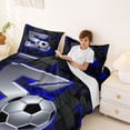thumbnail image 3 of Castle Fairy 3D Metallic Letter S Soccer Print Bed Sheets 4-Piece, Futuristic Sports Graphic Full Size Sheets, Silver Black Blue,1 Fitted Sheet, 1 Flat Sheet and 2 Pillowcases, 3 of 6