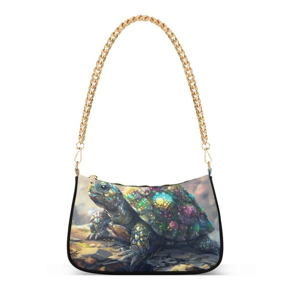 Ryvnso Cool Turtle Womens Chain Shoulder Bag Tote Handbags Clutch Hobo Purse with Zipper for Travel
