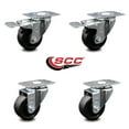 thumbnail image 2 of 3.5 Inch Soft Rubber Wheel Swivel Top Plate Caster Set 2 Total Lock Brakes SCC, 2 of 2