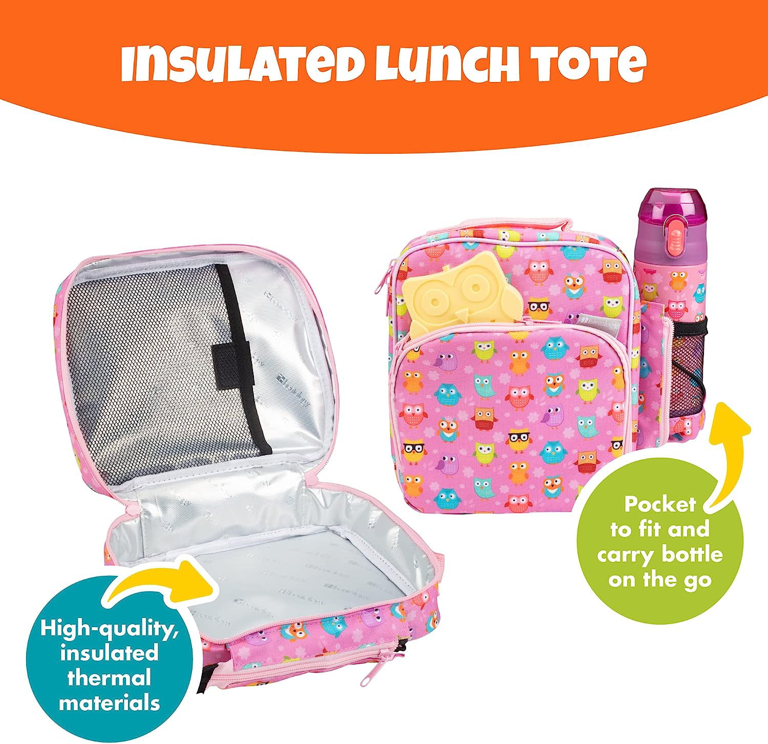 Bentology Insulated Durable Lunch Bag - Reusable Meal Tote with Handle and Pockets (Jets)