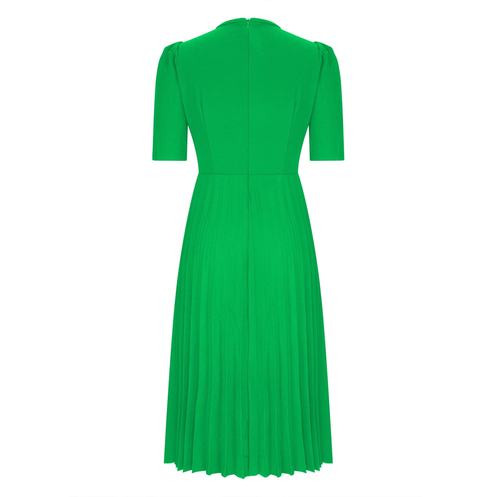 AOOCHASLIY Ladies Dress Clothes Women Solid Color Round Neck Temperament Crimping Waist Retraction Fashion Dress
