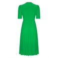 thumbnail image 5 of Wedding Guest Dress Plus Size, Women Fashion Color Round Neck Temperament Crimping Waist Retraction Dress(Green,XXL), 5 of 6