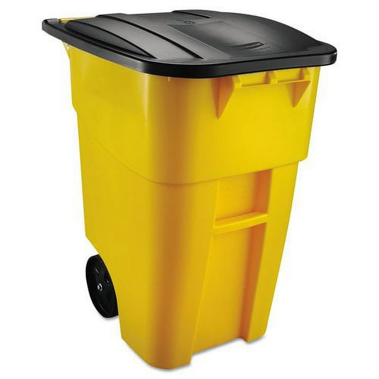 Rubbermaid Commercial Products Brute Step-On Rollout Trash/Garbage Can/Bin  with Wheels, 32 GAL, for Restaurants/Hospitals/Back of
