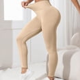 thumbnail image 4 of TOWED22 Leggings for Women with Tummy Control High Waisted Yoga Pants 7/8 Length for Workout(Beige,L), 4 of 7