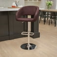 thumbnail image 2 of Flash Furniture Erik Contemporary Brown Vinyl Adjustable Height Barstool with Rounded Mid-Back and Chrome Base, 2 of 12